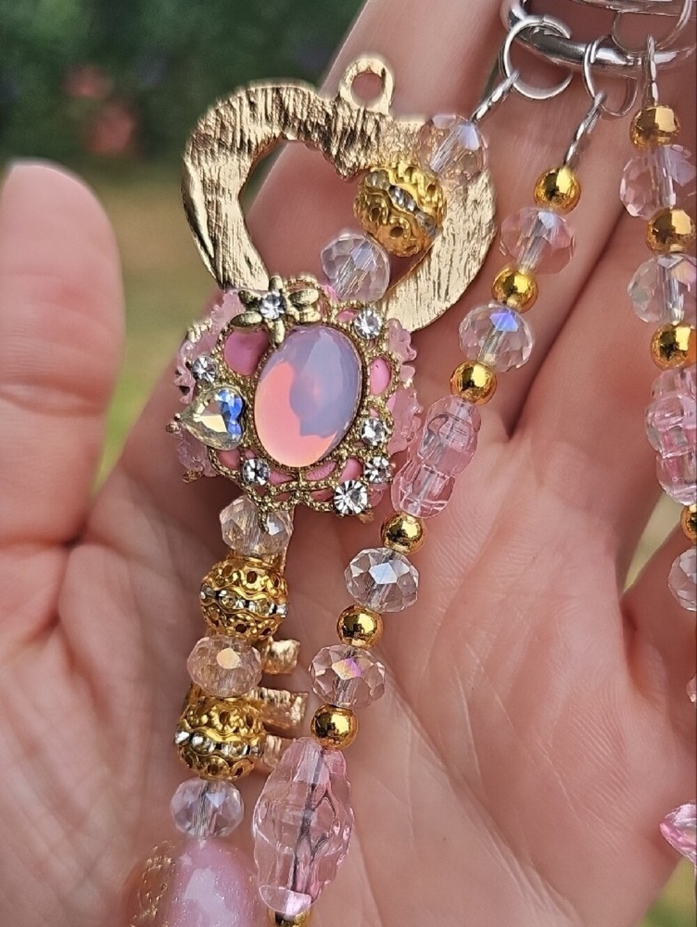 CHARMS: Pink Crystal Key Charm - Picture 5 of 5